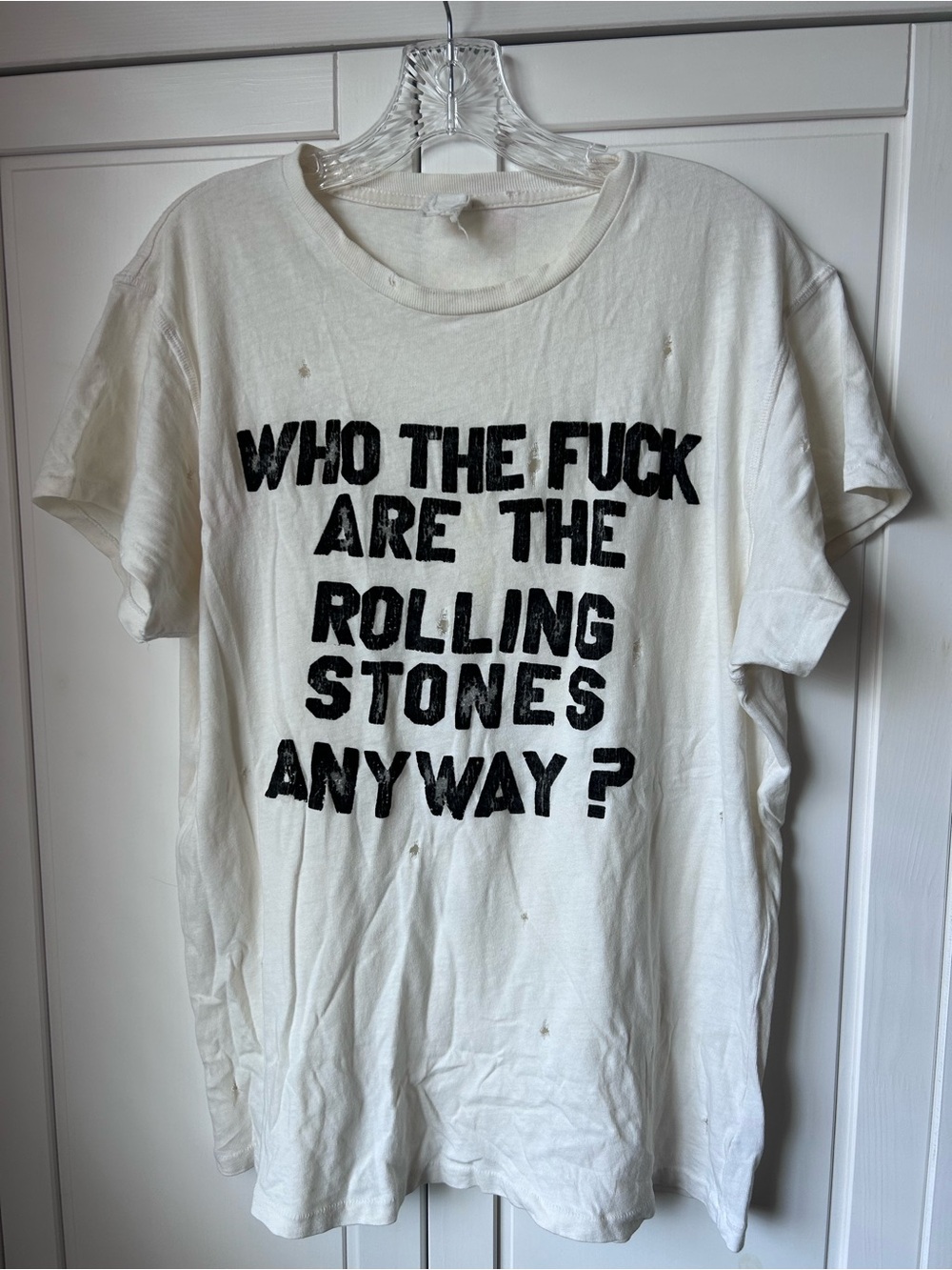White Graphic Short Sleeve Tee with Bold Black Text